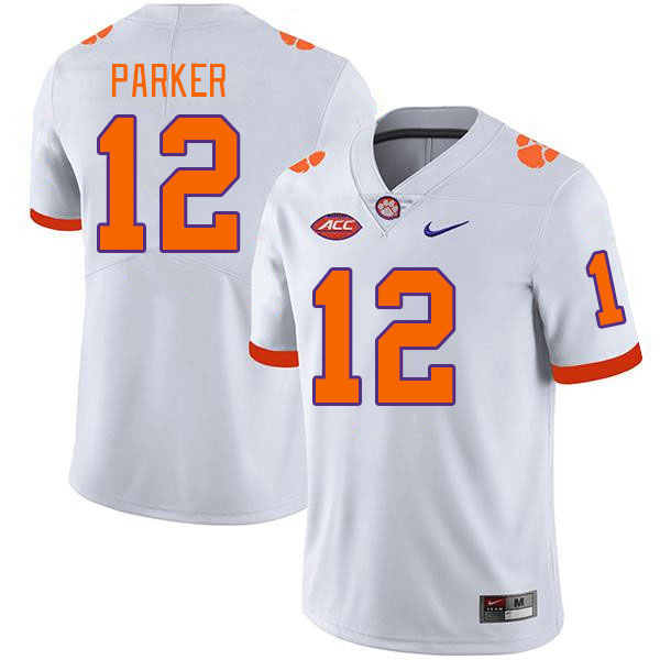Men's Clemson Tigers T.J. Parker #12 College White NCAA Authentic Football Stitched Jersey 23PZ30LK